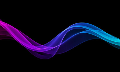 Vibrant neon wave with magenta and cyan gradient on black