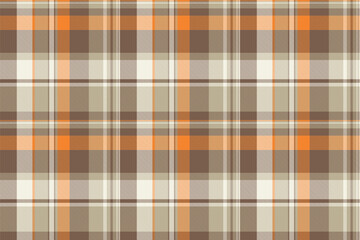 Fibre plaid vector seamless, nyc texture check tartan. Hounds tooth fabric pattern textile background in orange and pastel colors.