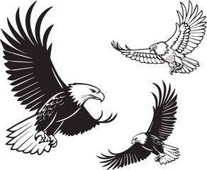 Obraz premium Soaring Eagles A Collection of Majestic Bald Eagle Illustrations