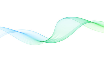 Soft abstract wave in green and blue tones on white background