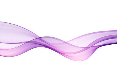 Smooth abstract wave in violet and pink on white background