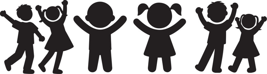 Kids Icon Set – Happy Boy and Girl Child Vector Illustration Isolated on White Background