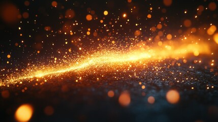 Golden sparks on dark surface