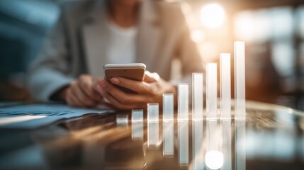 Business Growth Chart with Smartphone in Hand

