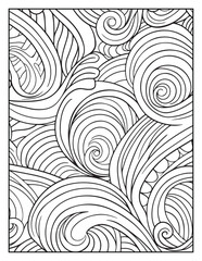 seamless pattern with abstract lines, Mindful Patterns Coloring Pages For Adults & Teens, black and white, line art Victor illustration, bold and easy coloring page, bold & easy coloring book