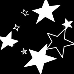 Obraz premium Minimalistisches Sternenmuster in Weiß auf schwarzem Hintergrund, ideal für Tattoo-Vorlagen, Poster oder digitale Kunst.