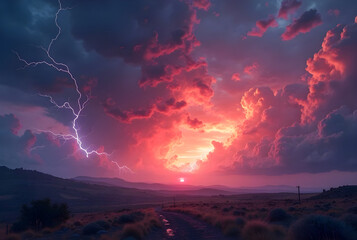 sunset in the mountains