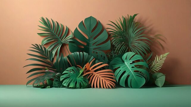 3D Paper Tropical Leaves Jungle Banner - 18