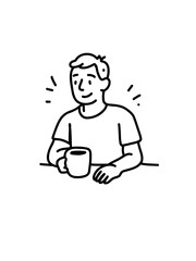 Man drinking coffee. Morning with a cup of coffee