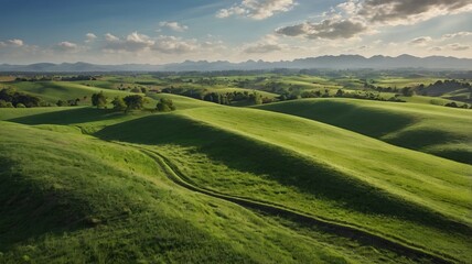 Obraz premium Aerial View of Minimalist Serene Fields Landscape - 3