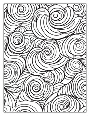 seamless pattern with abstract lines, Mindful Patterns Coloring Pages For Adults & Teens, black and white, line art Victor illustration, bold and easy coloring page, bold & easy coloring book