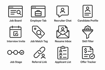 Job recruitment icons for digital platforms and human resource management