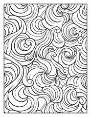 seamless pattern with abstract lines, Mindful Patterns Coloring Pages For Adults & Teens, black and white, line art Victor illustration, bold and easy coloring page, bold & easy coloring book