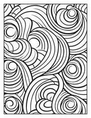 seamless pattern with abstract lines, Mindful Patterns Coloring Pages For Adults & Teens, black and white, line art Victor illustration, bold and easy coloring page, bold & easy coloring book