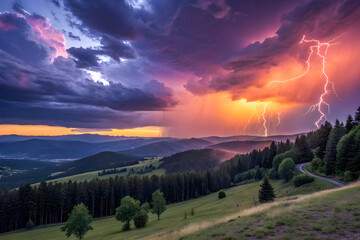 sunset in the mountains