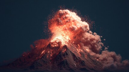 Fototapeta premium Volcano eruption night