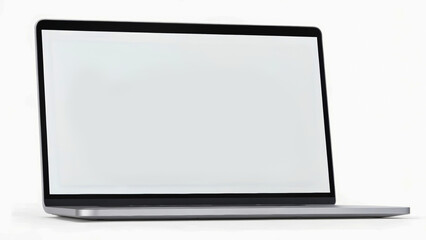 Blank laptop screen on a white background for presentations or designs
