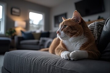 Orange cat on the sofa