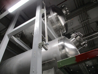 close up of tanks in factory