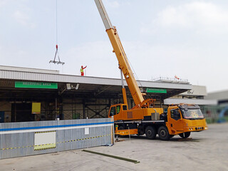 crane vehicle in construction site
