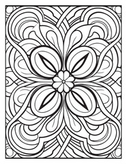 seamless pattern with abstract lines, Mindful Patterns Coloring Pages For Adults & Teens, black and white, line art Victor illustration, bold and easy coloring page, bold & easy coloring book