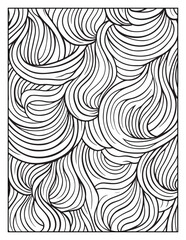 seamless pattern with abstract lines, Mindful Patterns Coloring Pages For Adults & Teens, black and white, line art Victor illustration, bold and easy coloring page, bold & easy coloring book