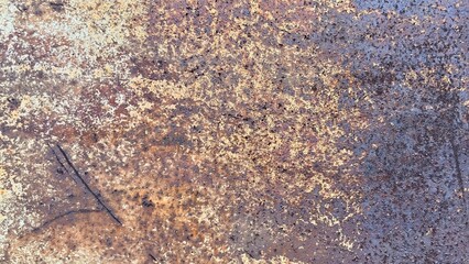 weathered rusty metal surface with oxidized texture and corrosion spots in warm earthy tones for industrial design, grunge background, or vintage branding

