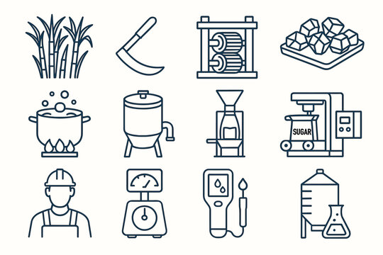 Sugar production process: tools, equipment, and techniques for sugarcane refinement