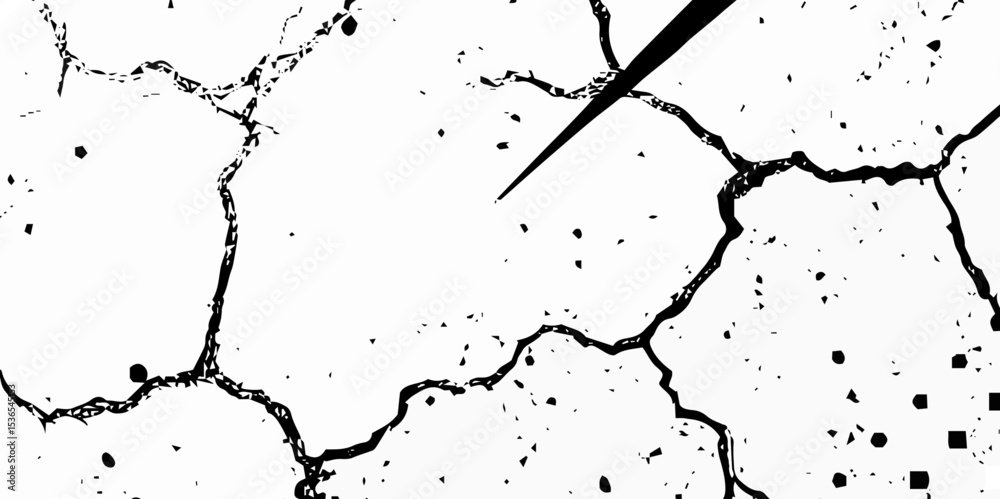 Aufkleber black and white abstract background with cracks and halftone dots and diagonal lines design creating