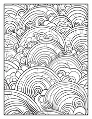 Mindful Patterns Coloring Pages For Adults & Teens, black and white, line art, illustration, bold and easy coloring page, bold & easy coloring book, stress relief ,coloring book, coloring page