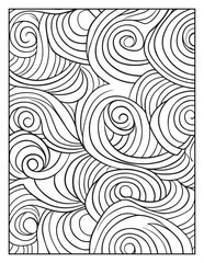 Fototapeta premium Mindful Patterns Coloring Pages For Adults & Teens, black and white, line art, illustration, bold and easy coloring page, bold & easy coloring book, stress relief ,coloring book, coloring page