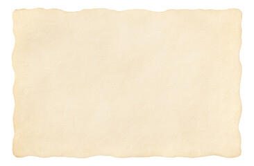 Vintage parchment paper with textured edges and a beige color on transparent background.