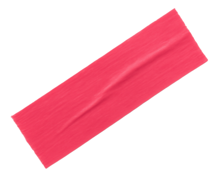 Vibrant pink exercise resistance band laid flat on transparent background.