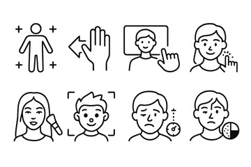 AR Effects Icons. Line style icons of AR effects: body tracking icon, motion gesture AR, AR background replacement, interactive AR