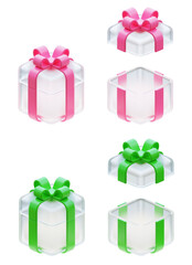Translucent gift box 3D graphics Pink Green