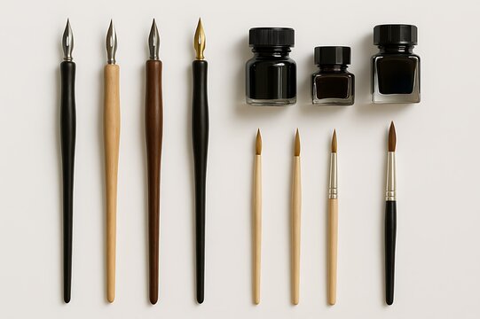 Happy Father day Calligraphy Tools: Ink, Nibs, and Brushes for Elegant Handwriting