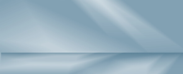 Obraz premium Minimalistic simple abstract light blue background for product presentation. Shadow and light from windows on wall. eps10
