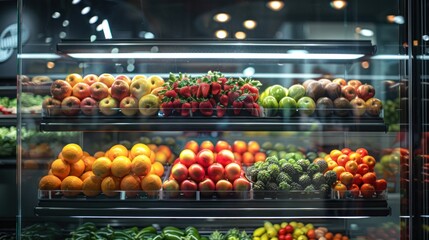 Fresh produce display in a supermarket
