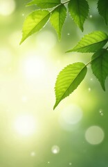 Close-up of green leaf in sunny garden. Natural green leaves plants used as spring background with greenery environment ecology wallpaper. Fresh leaves with visible texture. Perfect for eco design.