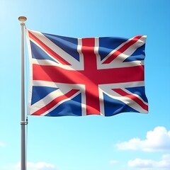 Waving Union Jack, the national flag and symbol of the United Kingdom