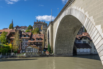 Ber Old City And Nydeggbruckebridge On Aare River