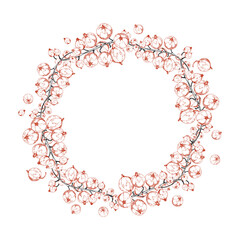 Currant gooseberry cluster bunch on stems, ripe garden berry casseille juneberry jostaberry, vector ink hand drawn. Isolated wreath frame. Home preserves, textile, fresh food store, vegan recipe cards