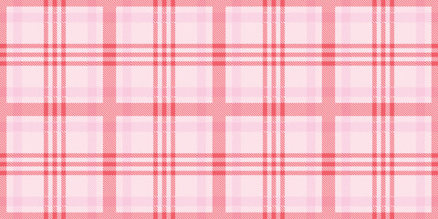 Seamless vector pattern with pink and red tartan plaid design, classic textile background, cozy Valentine’s Day style, romantic holiday vibes, diagonal stripes, decorative romantic fabric texture