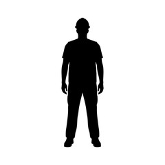 Male construction worker silhouette vector flat illustration design.