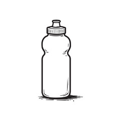 Sports water bottle line vector illustration, Hand Drawn Symbol Vector Illustration
