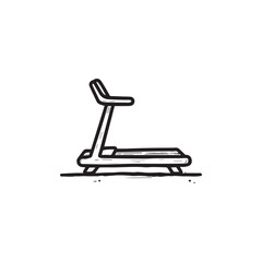 sketch hand drawn gym equipment machine treadmill vector illustration