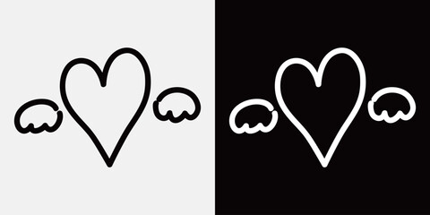 ハートの手描きイラスト　手書き・落書き風あしらい飾りアイコンセット　アウトライン前・線幅の編集可能