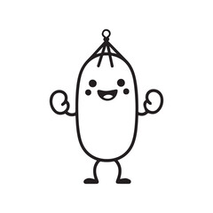 Boxing sandbag in doodle style