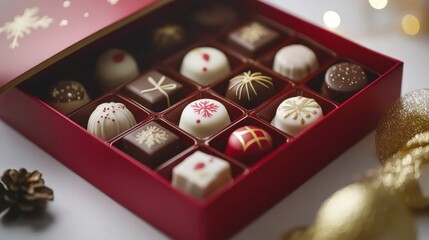 Festive Chocolate Box with Gold Accents for Holiday Celebrations