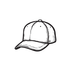 Vector hand drawn baseball hat outline doodle icon. Baseball cap sketch illustration for print, web, mobile and infographics isolated on white background.